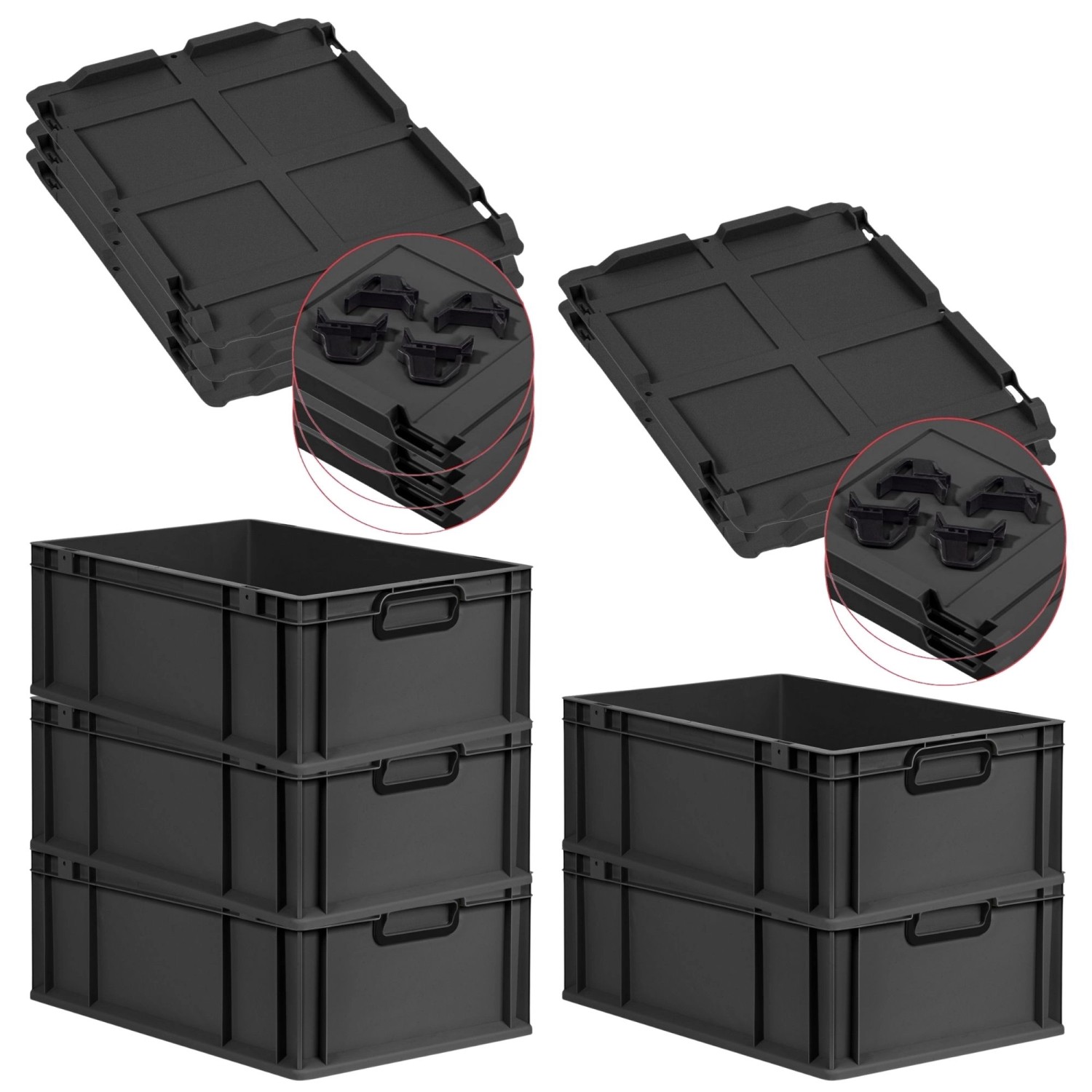 PROREGAL SparSet 5x Eurobox Nextgen Color Mit Auflagedeckel HxBxT 22x40x60c günstig online kaufen