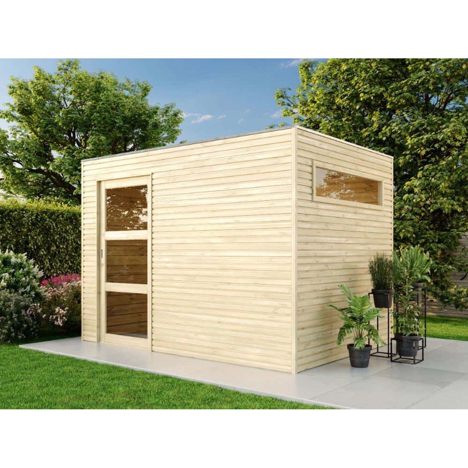 Alpholz Gartenhaus QBS Flachdach 594 cm x 300 cm Hellbraun günstig online kaufen