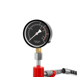 Manometer der EBERTH 6T Werkstattpresse zur Druckanzeige beim Pressen.