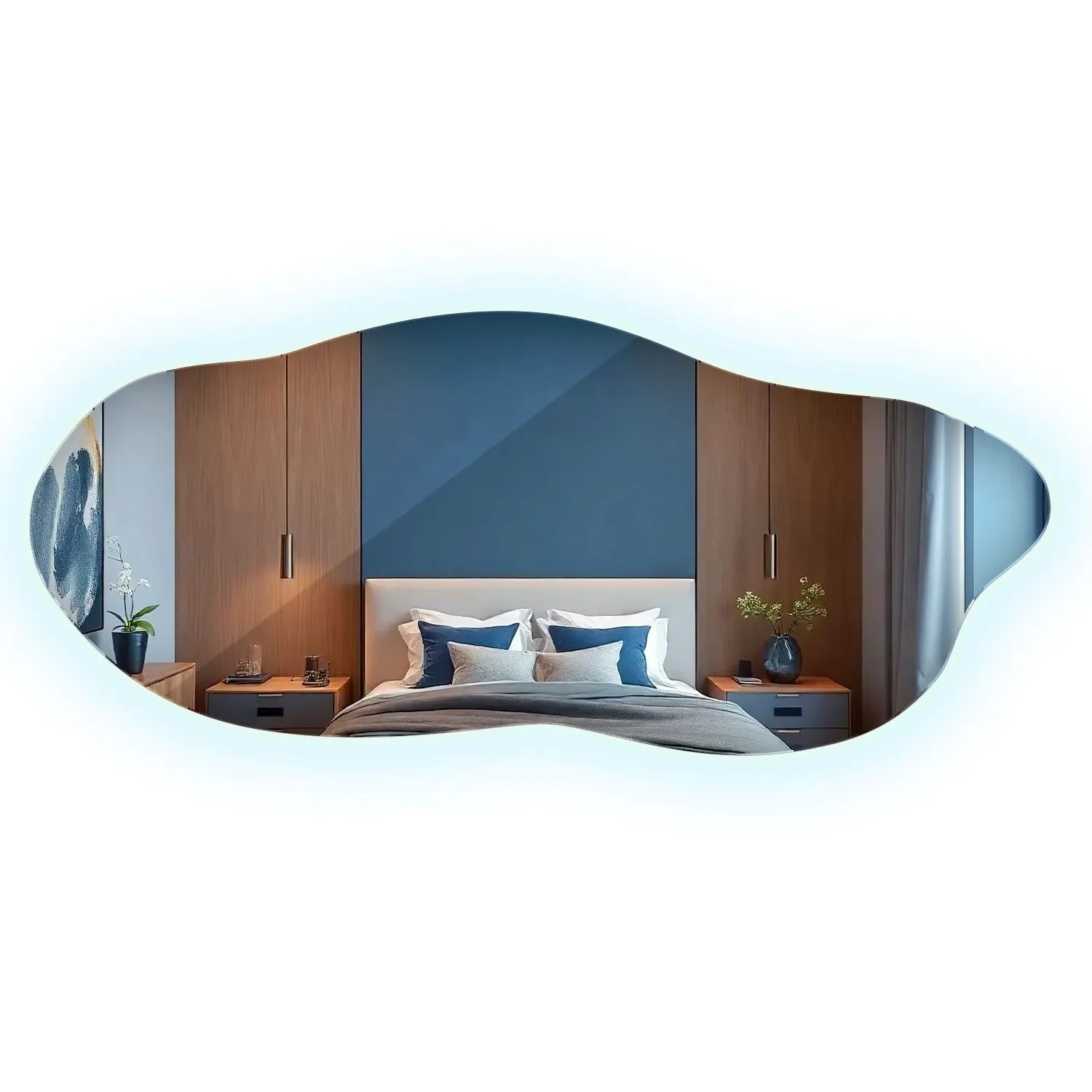Wallfluent LED Spiegel 35x80 cm Organische Form Mit Kaltweiß 6500K Licht Für Badezimmer Wohnzimmer Und Flur
