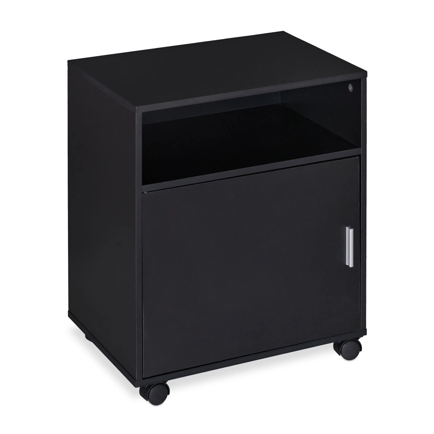 Relaxdays Rollcontainer Spanplatte Kunststoff Schwarz mit 3 Fächern 57 cm x 48 cm x 34 cm 10,5 kg