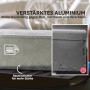 HOMCOM Gerätekasten aus Aluminium, silberfarben, mit Rautenmuster und Verschluss.