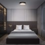 Schwarze Ledvance LED-Deckenleuchte Orbis Paris, Ø 40 cm, im Schlafzimmer.