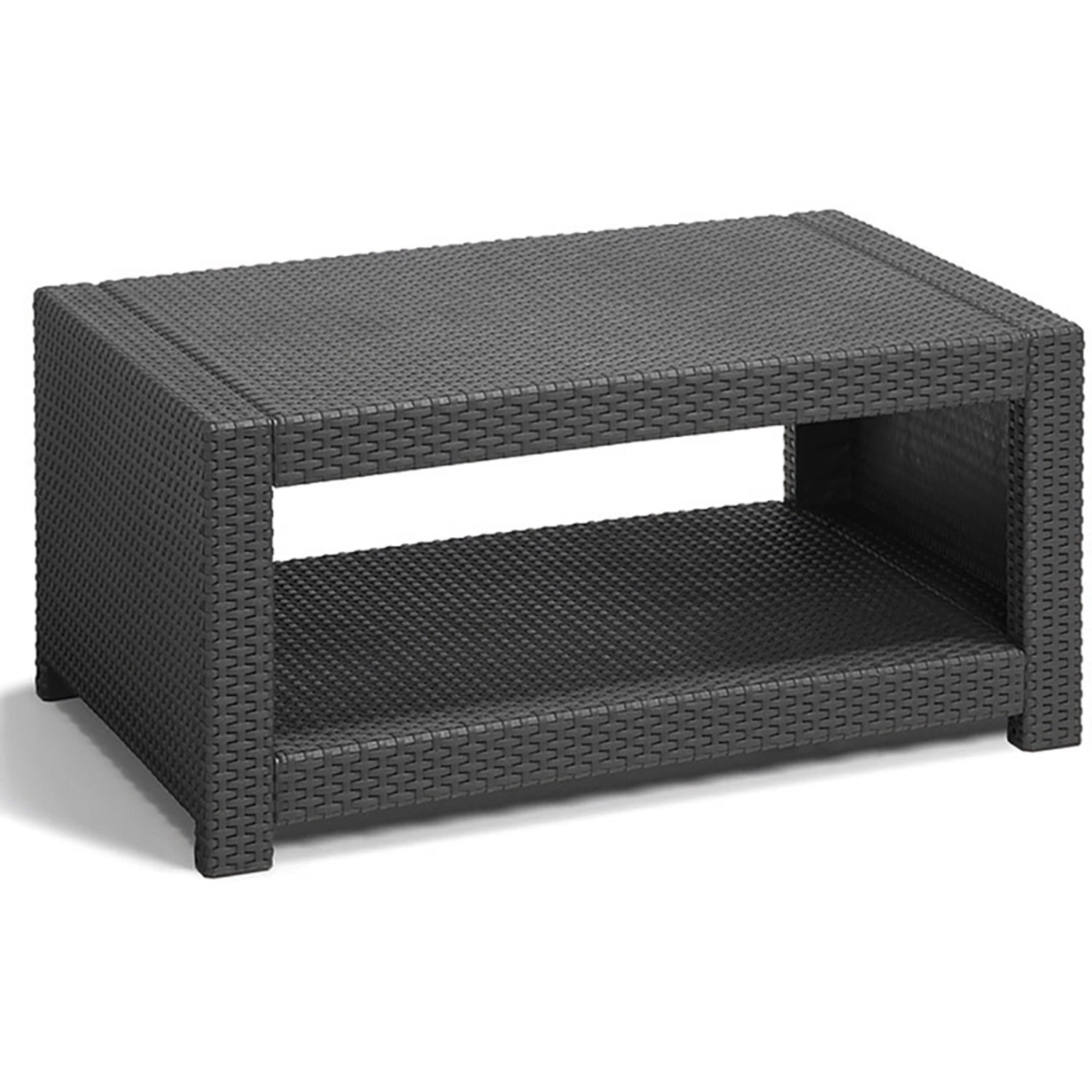 Allibert Monaco Lounge-Tisch, Graphit Grau, mit Ablagefach, Teil des 4-tlg. Loungesets.