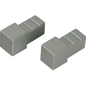 Zwei Eck-Abschlussprofile aus Alu, Titan gebürstet, für 10 mm Fliesenschienen.