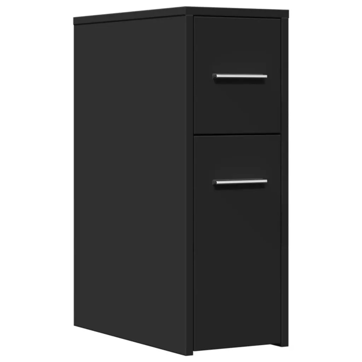 vidaXL Badschrank Schmal mit Rollen Schwarz Holzwerkstoff 855278 günstig online kaufen