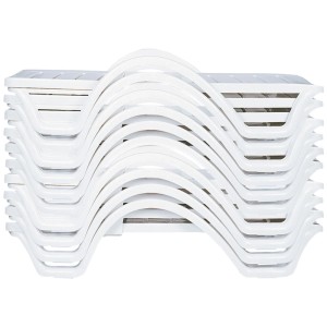 DELUKE Sonnenliege OLAF 10er Set Klappbar Stapelbar 54x187x30cm Kunststoff Weiß Gartenliege Strandliege