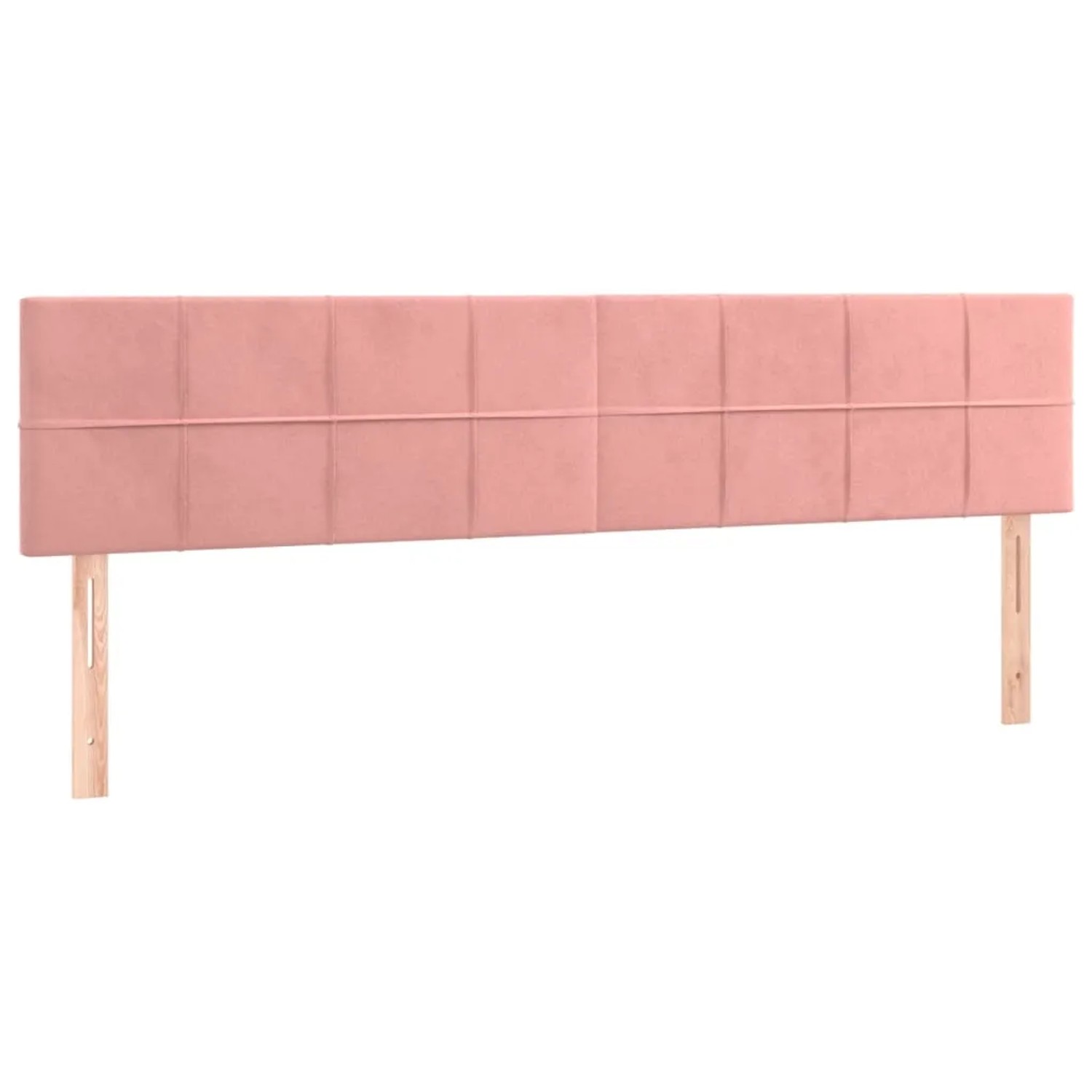 Rosa Samt Kopfteil für Boxspringbett 160x200 cm. Gepolstert mit Holzfüßen.