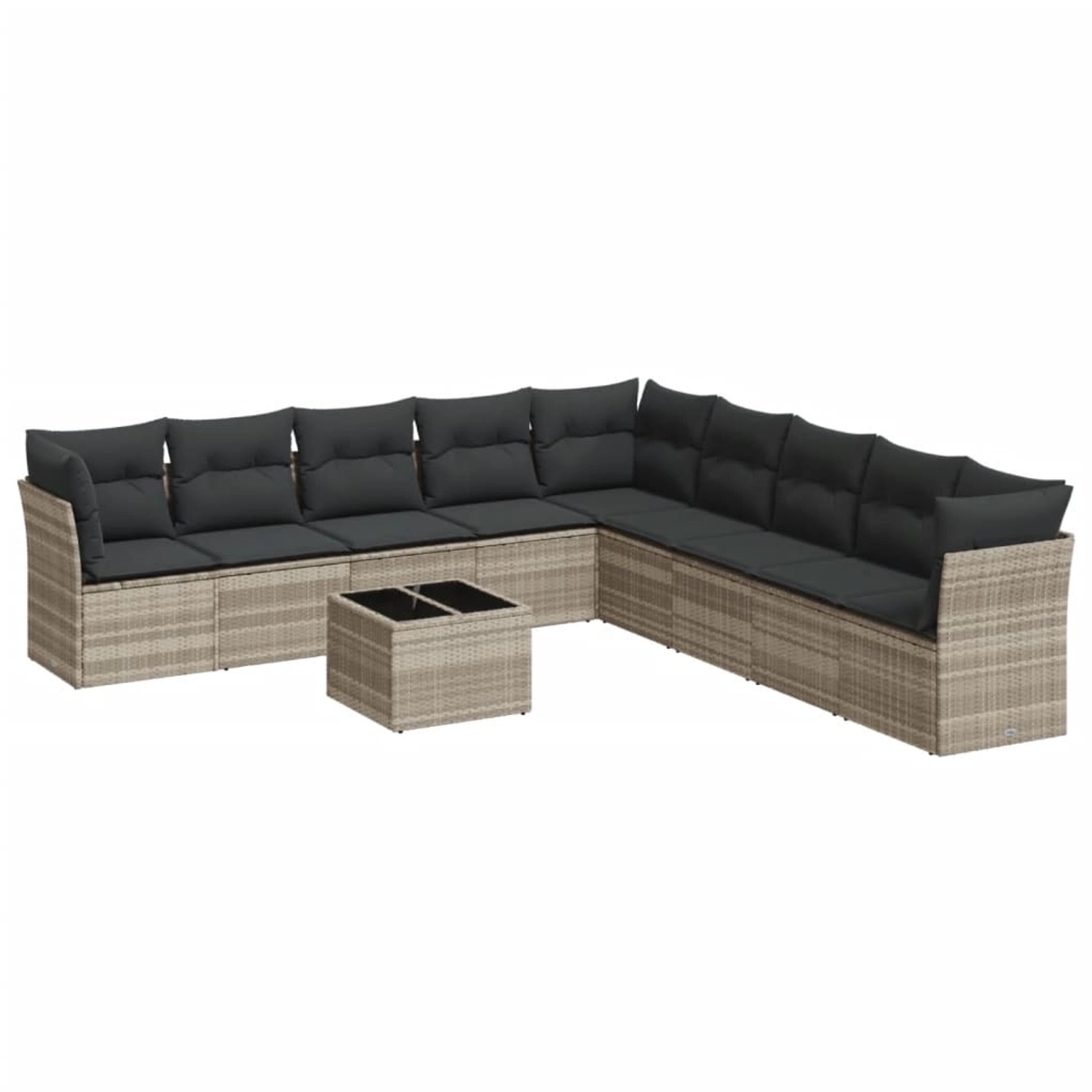vidaXL 10-Tlg Garten-Sofagarnitur mit Kissen Hellgrau Poly Rattan 3217792 günstig online kaufen