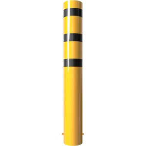 Gelb-schwarzer Schake Stahlrohrpoller zum Einbetonieren, Ø 273 mm x 2000 mm.