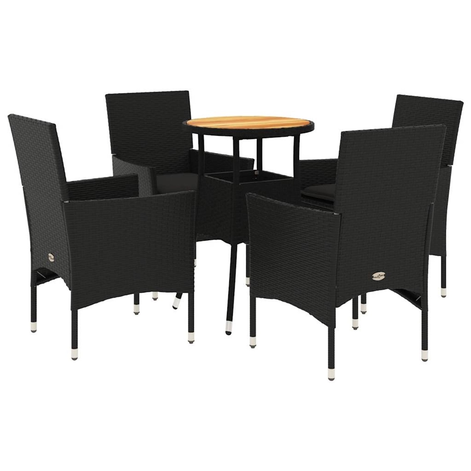 vidaXL 5-Tlg Garten-Essgruppe mit Kissen Schwarz Poly Rattan Akazie 3278730 günstig online kaufen