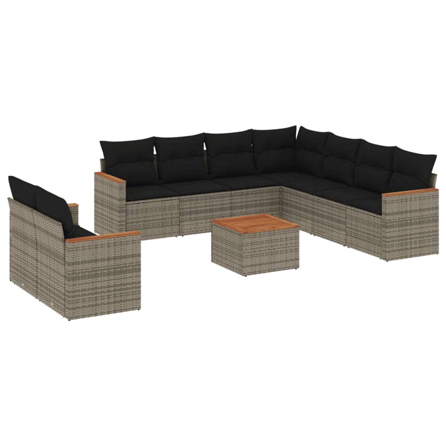 vidaXL 10-Tlg Garten-Sofagarnitur mit Kissen Grau Poly Rattan 3226109 günstig online kaufen
