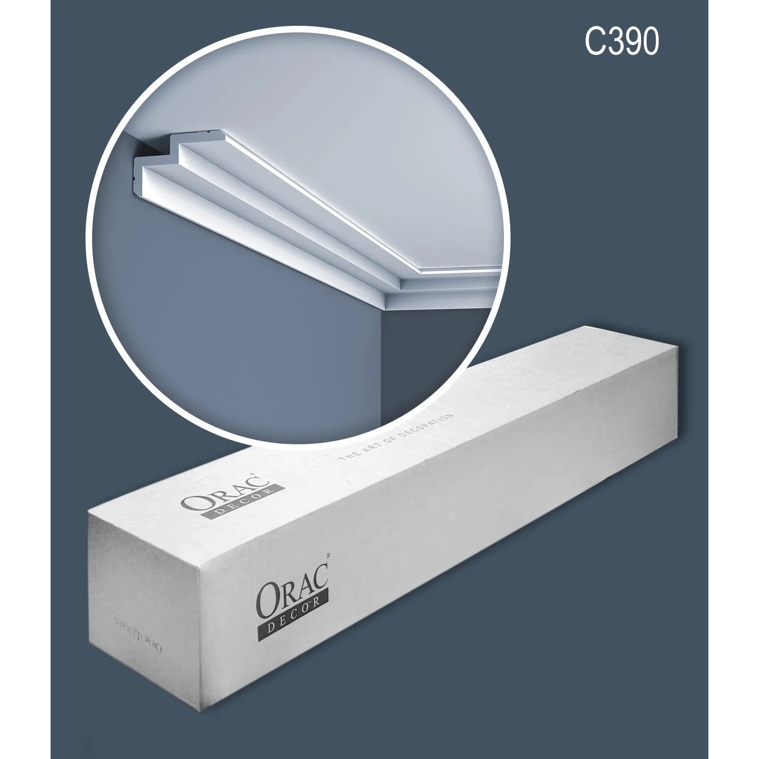 ORAC DECOR C390 Eckleisten Set, 10 Zierleisten (20m), weiße, moderne Deckenleiste im Karton.