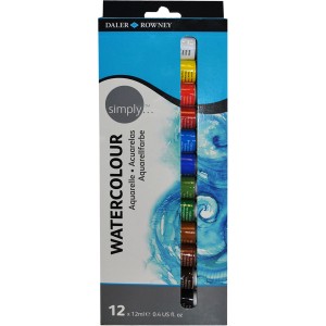 Daler-Rowney Aquarellfarben-Set mit 12 Farben à 12ml im Farbkasten.