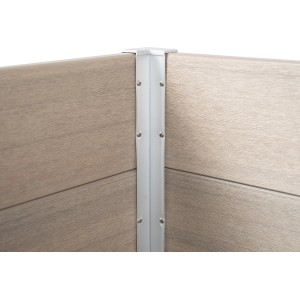 Detailansicht: Silbergraues Dobar Hochbeet aus WPC mit Aluminiumkanten.