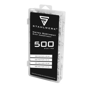 STAHLWERK Nieten Sortiment, 500-teiliges Blindnieten Set in Kunststoffbox.