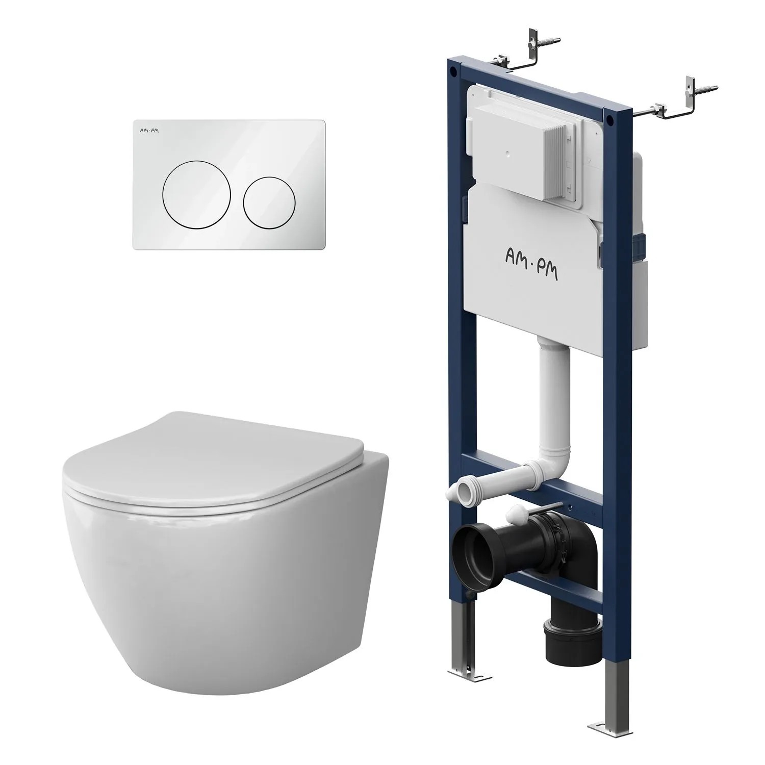 AM.PM WC Set Wand WC Vorwandelement Drückerplatte Toilette mit Spülkasten K günstig online kaufen
