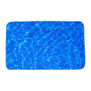 Blauer Sanilo Badteppich Lagune 50x80 cm mit Wasser-Muster für das Badezimmer.