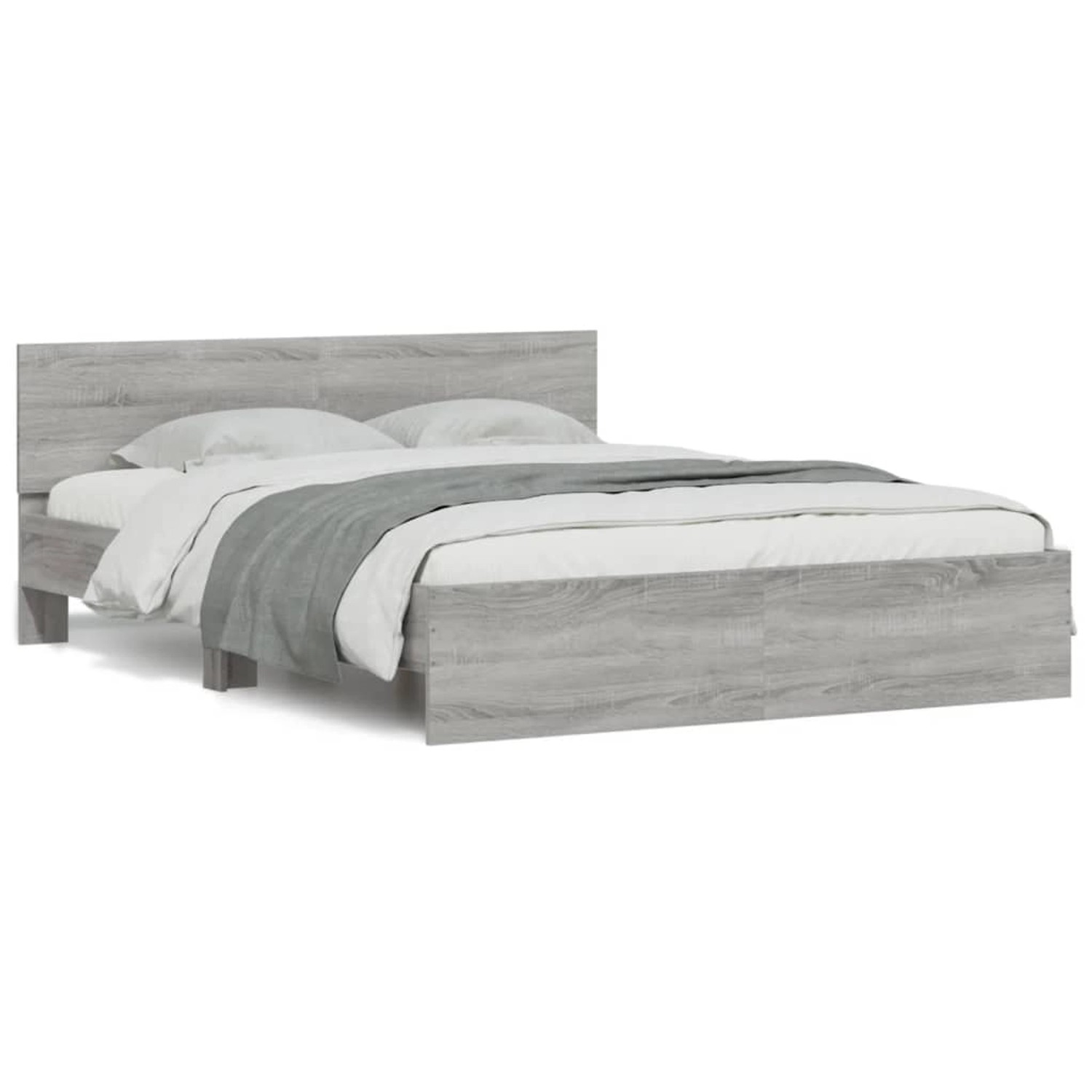 vidaXL Bettgestell mit Kopfteil Grau Sonoma 140x190 cm 3207502 günstig online kaufen