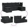 Schwarze 6-tlg. vidaXL Garten-Sofagarnitur aus Poly Rattan mit Kissen. Modulares Design mit Stauraum.