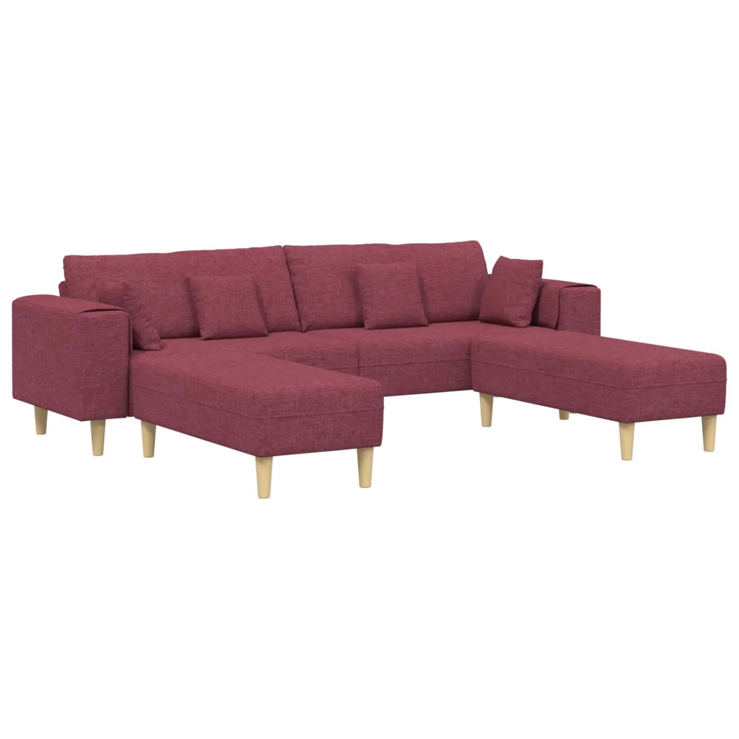 vidaXL Sofa mit Kissen 3-Tlg Weinrot Stoff 3335165