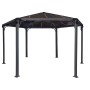 Anthrazitfarbener Palram Canopia Monaco Gartenpavillon 4.5 x 3.9 mit LED-Set.