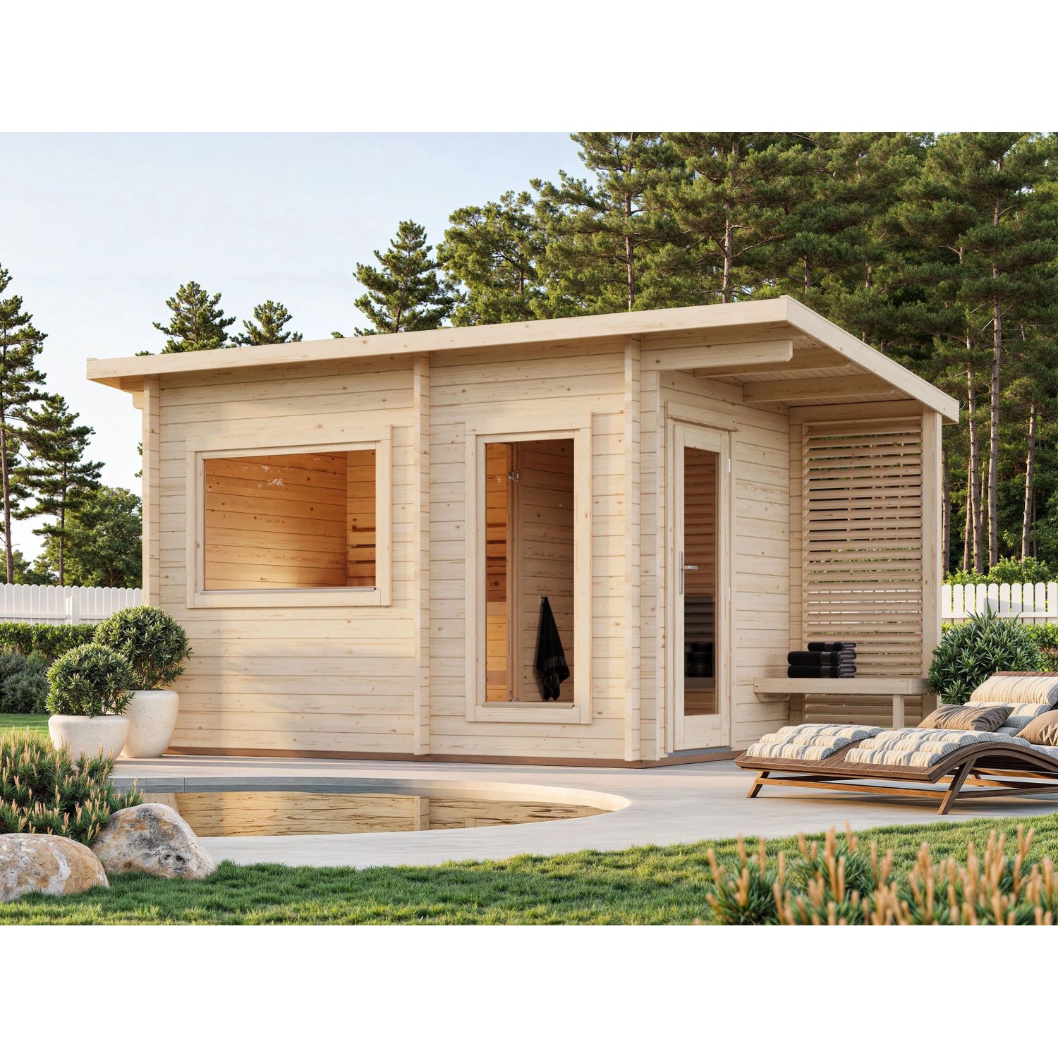 Palmako Sauna Sanna Naturbelassen 350 cm x 210 cm günstig online kaufen