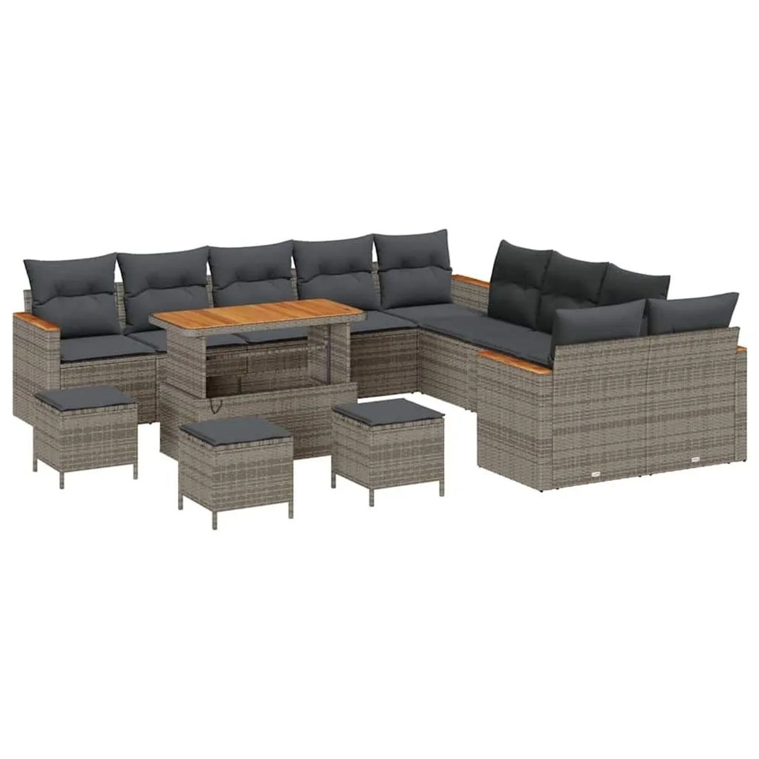 vidaXL Gartensofa-Set mit Kissen 18 Stk Grau Poly-Rattan 3365063 günstig online kaufen
