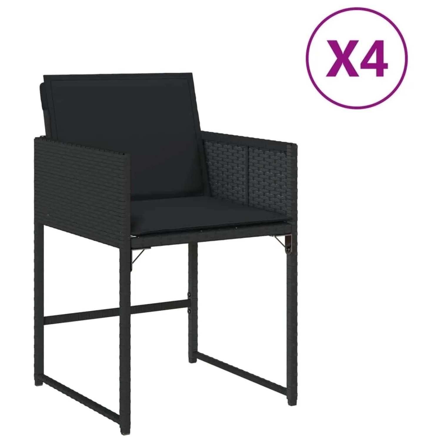 Furnicato Gartenstuhl Schwarz Pe Rattan 50 5 X 54 X 79 Cm Mit Kissen