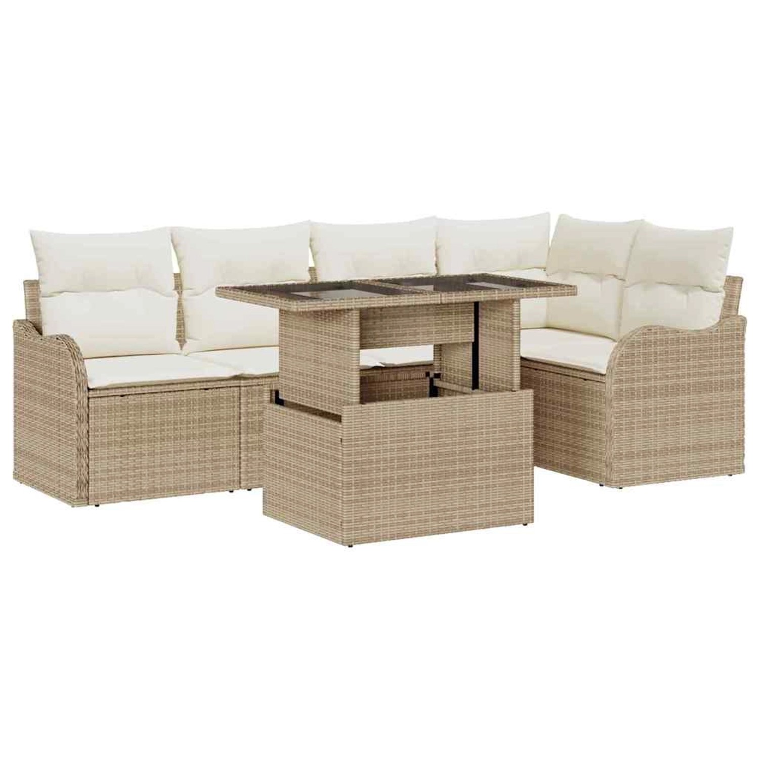 vidaXL 6-Teiliges Garten-Sofa-Set mit Kissen in Beige Poly Rattan 3348467 günstig online kaufen
