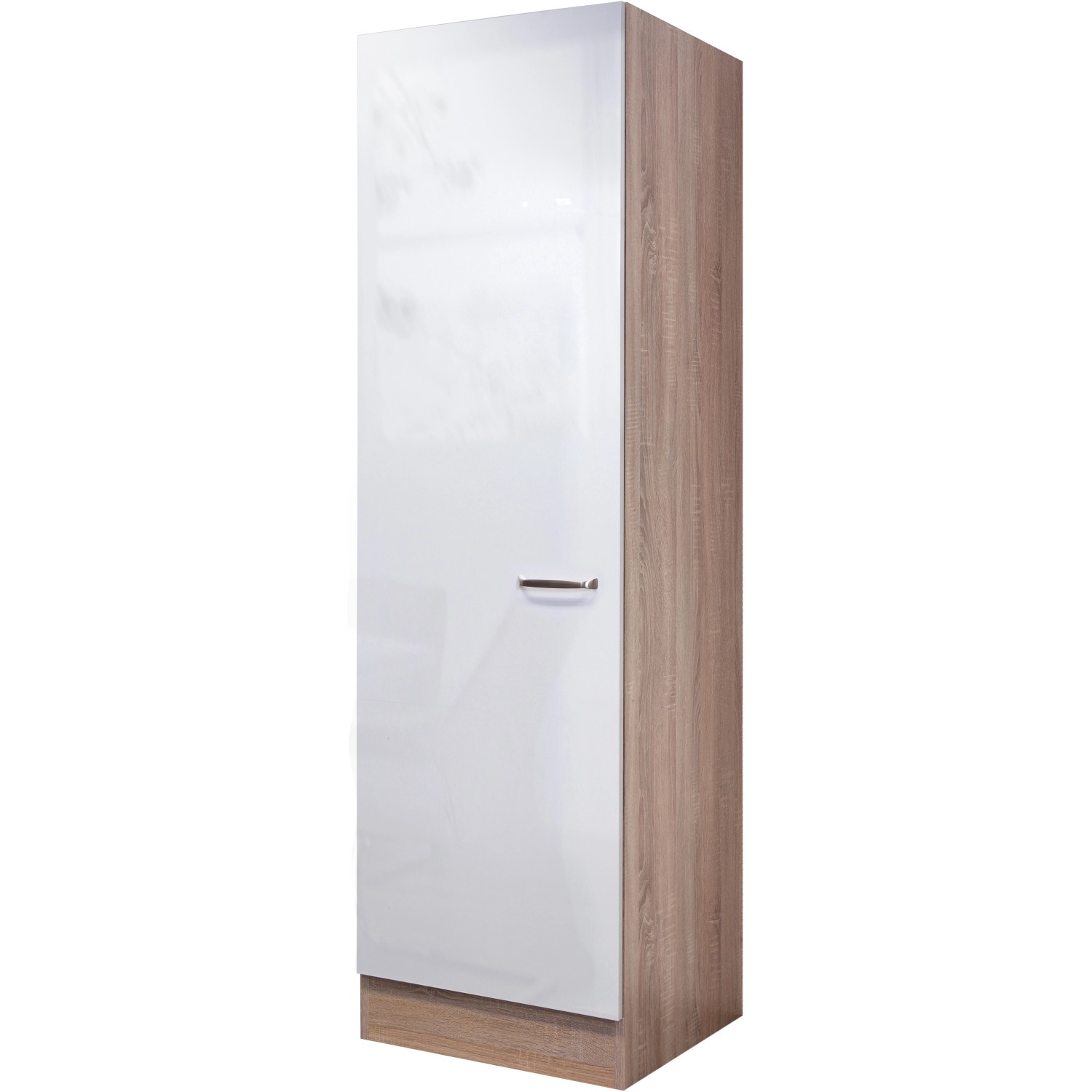 Flex-Well Exclusiv Geschirrschrank Valero 50 cm Hochglanz Weiß-Sonoma Eiche