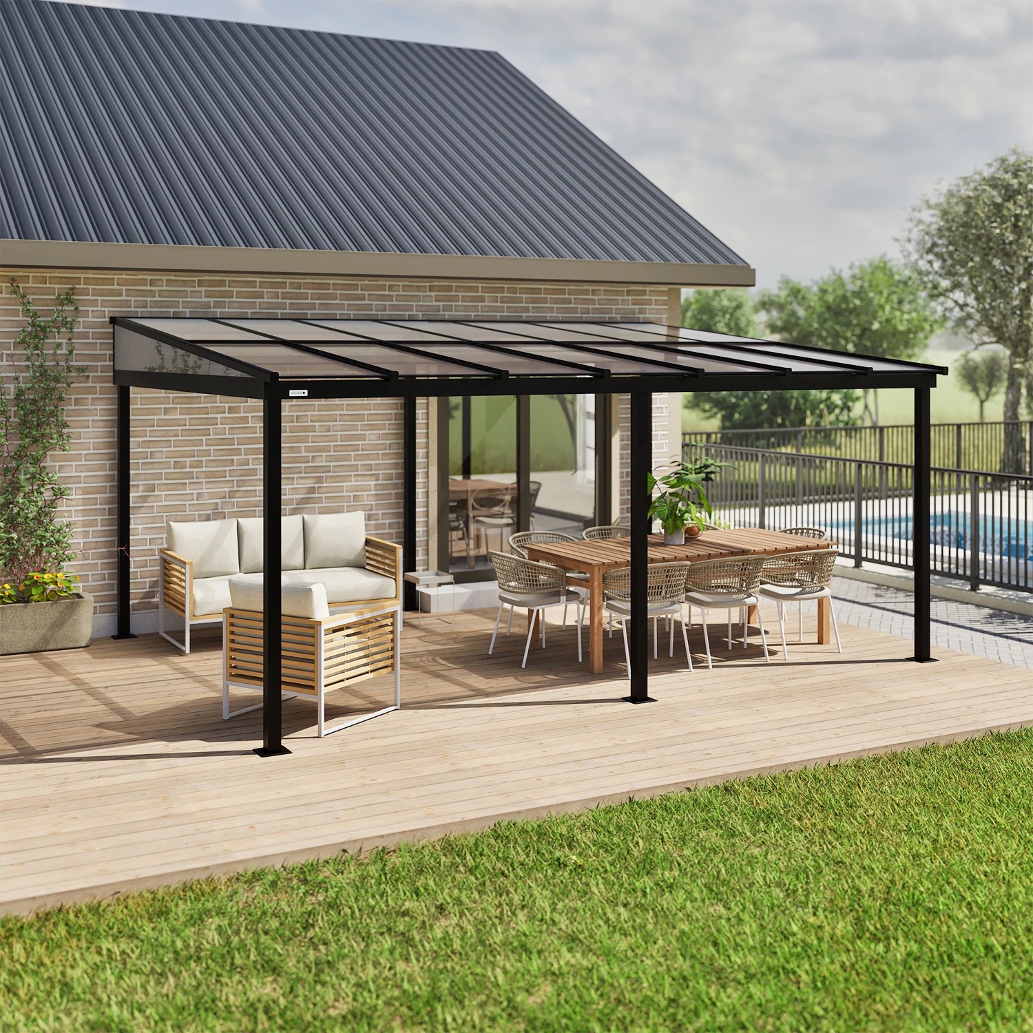 Sojag Terrassenüberdachung St. Barth Anthrazit 363 cm x 484 cm günstig online kaufen