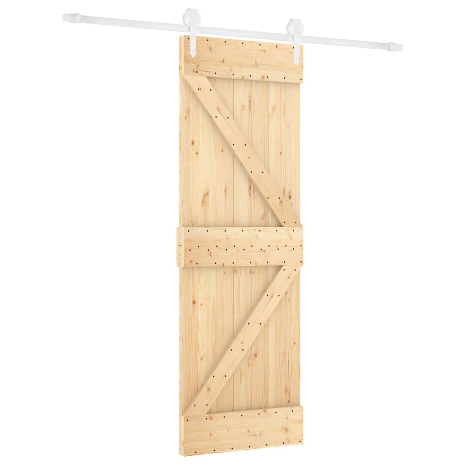 vidaXL Schiebetür Natur und Weiß 70 x 210 cm Massivkiefer 3445170