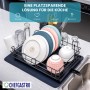 CHEFGASTRO Abtropfgestell Geschirr 15x42x31cm Stahl Mit Besteckhalter Tassenhalter Drehbarem Wasserablauf Abtropfbrett & Trockenmatte_2