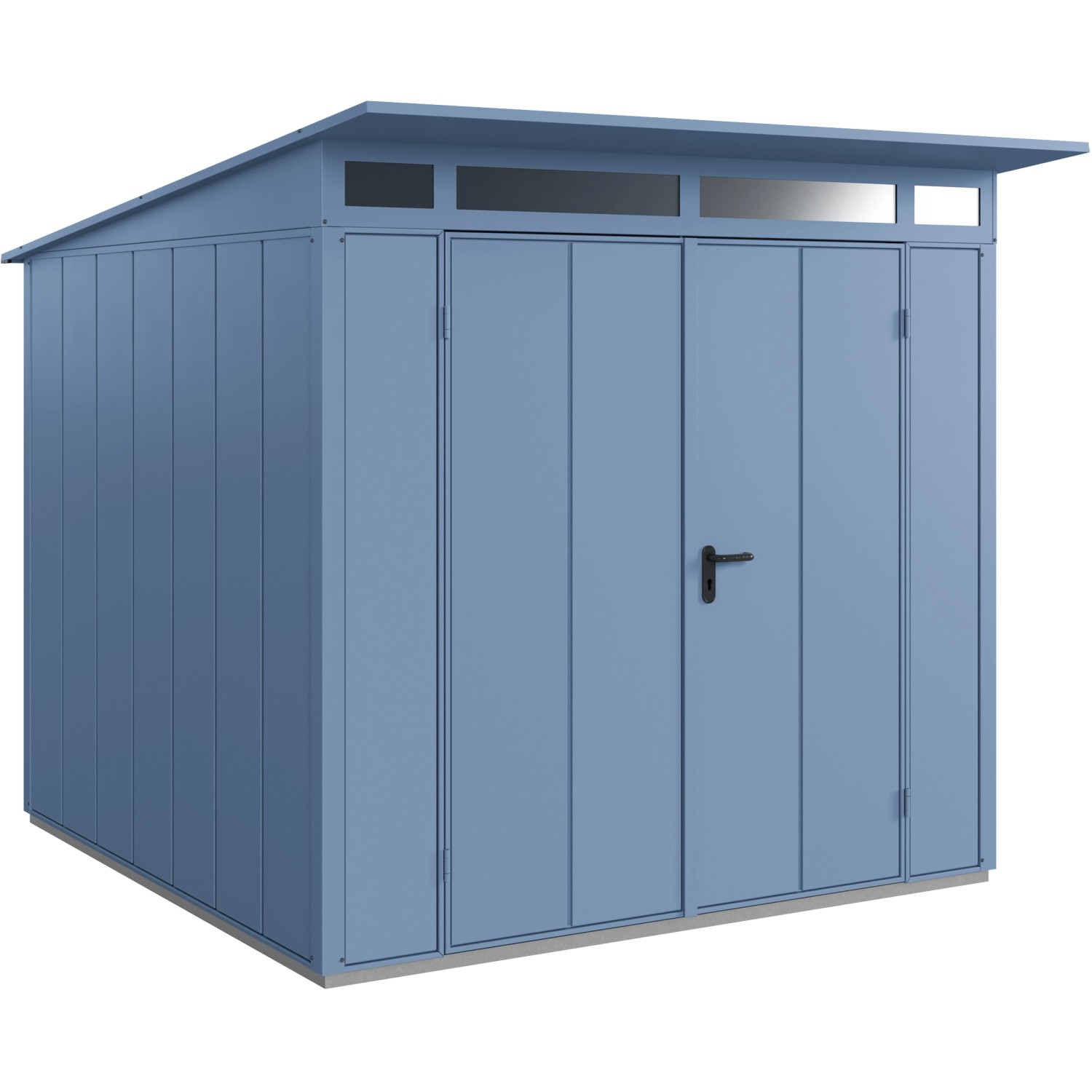 Ecostar Gerätehaus Elegant mit Pultdach Typ 2 RAL5014 Taubenblau Doppeltür günstig online kaufen