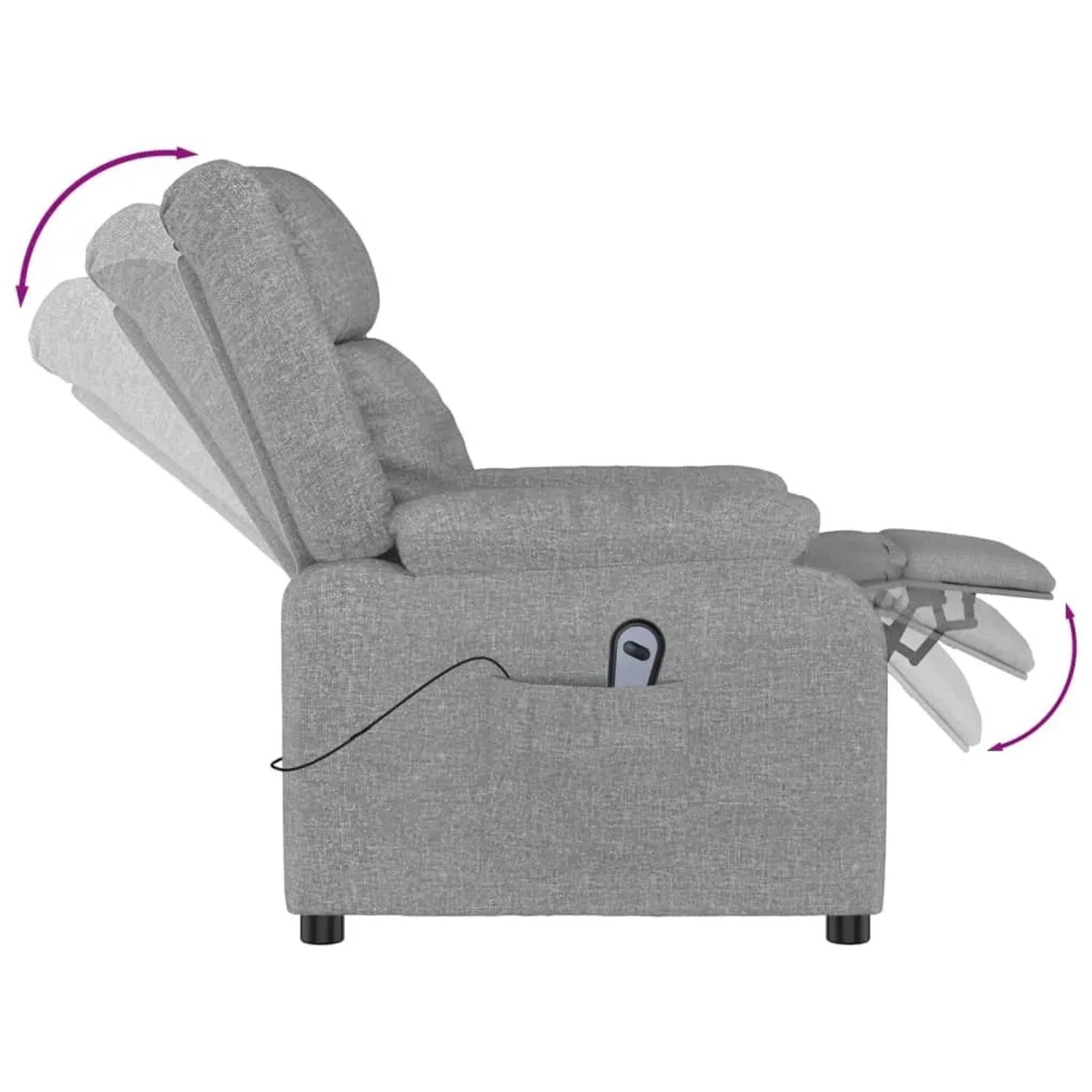 vidaXL Relaxsessel Elektrisch Hellgrau Stoff 3143567_7