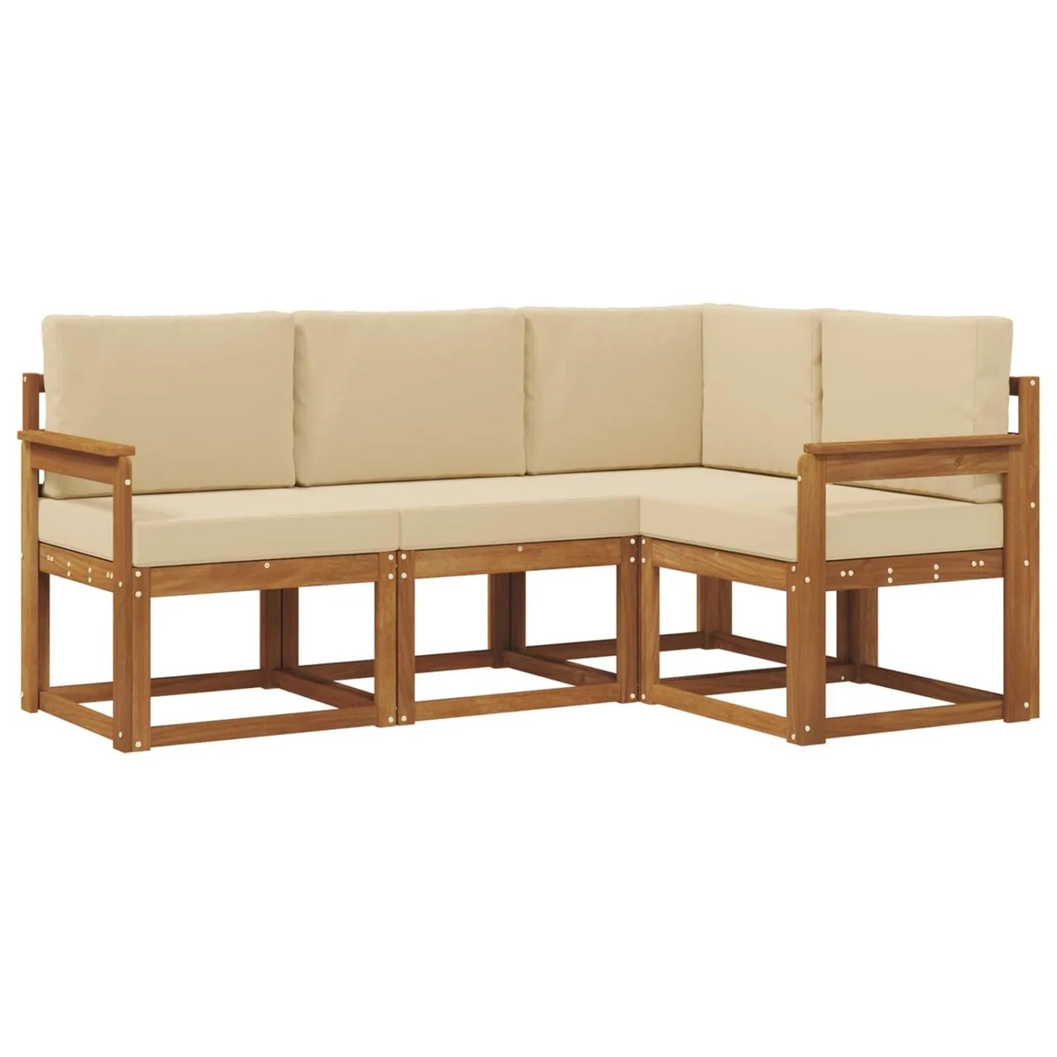 vidaXL Outdoor-Sofagarnitur mit Kissen 4 Stk Natur und Beige 3366316