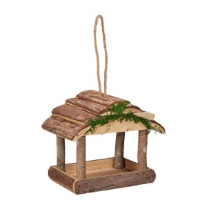 Relaxdays Vogelfutterhaus Holz Natur zum Aufhängen 19 cm x 22 cm x 16,5 cm 600 g