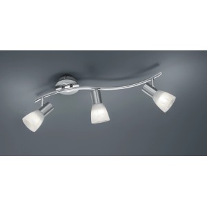 Trio LED-Spot Levisto mit 3 Strahlern, Nickel matt und alabasterfarbenem Glas.