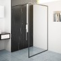 Begehbare baliv Duschabtrennung Walk-In DUK-120.81, 120x195 cm, Schwarz, mit transparentem Glas.