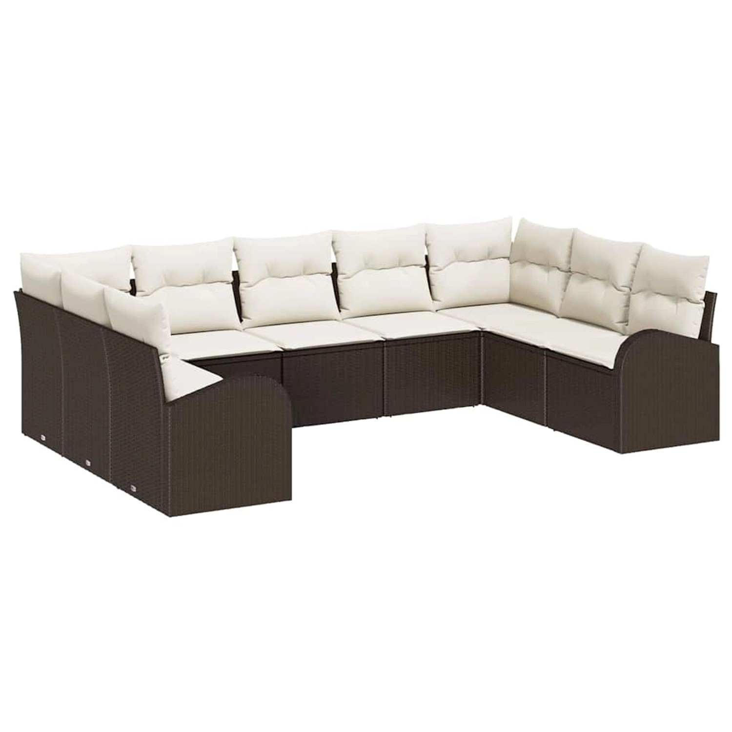 vidaXL Garten-Sofa-Set mit Kissen 9-Tlg Braun und Weiß Poly Rattan 3354867 günstig online kaufen