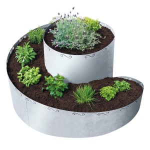 Bellissa Kräuterspirale aus verzinktem Metall, bepflanzt mit Kräutern, für den Garten.