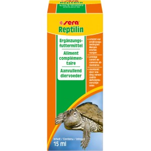 Sera Reptilin, Ergänzungsfutter für Reptilien, 15ml Flasche mit Multivitamin-Emulsion.