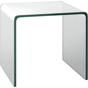 Moderner U-förmiger COSTWAY Beistelltisch aus Glas, ideal als Nachttisch oder Bürotisch.