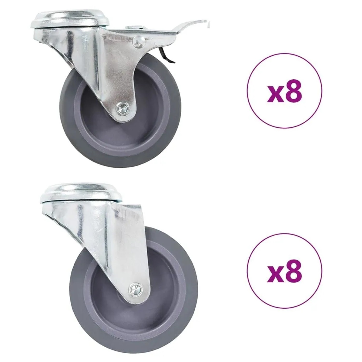vidaXL 16 Stk Lenkrollen mit Rückenloch 75 mm 277888