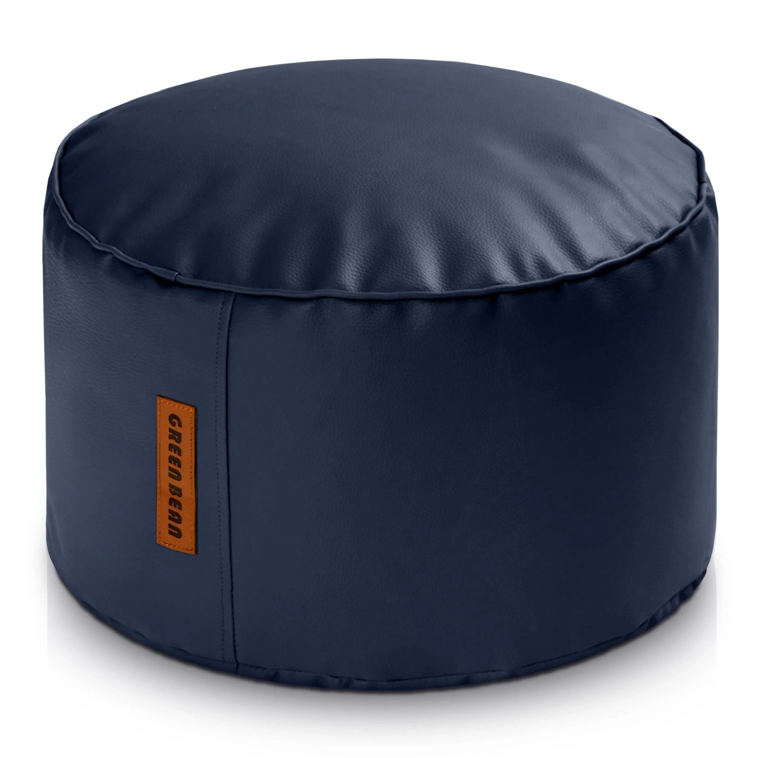Green Bean Sitzpouf Stay 45 x 25 cm Leder mit EPS-Perlen-Füllung Fußhocker Dunkelblau