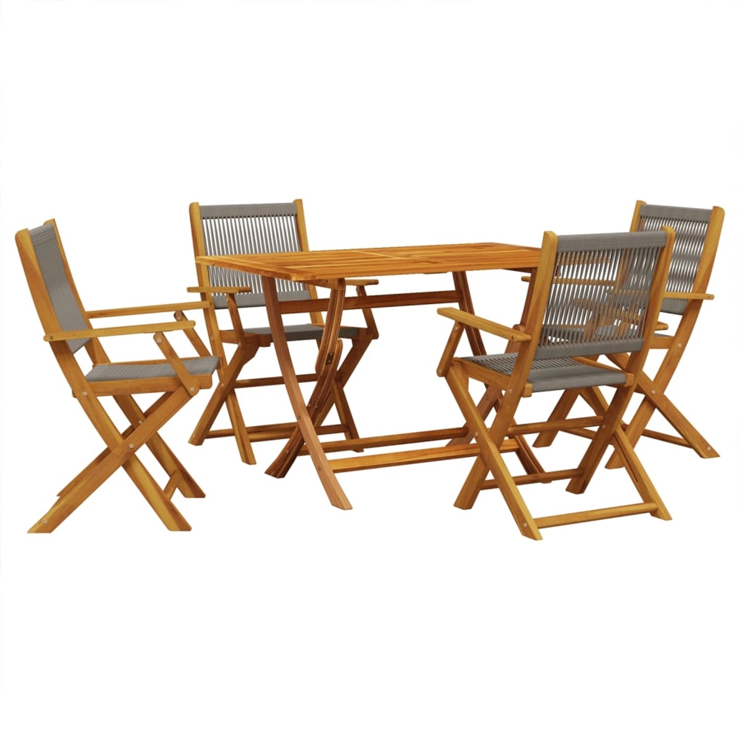 vidaXL 5-Tlg Garten-Essgruppe Polypropylen und Massivholz Grau 3281698 günstig online kaufen