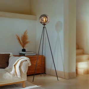 LindbyDreibein Tripod Stehlampe Valentina 10019850 Design Modern in Braun aus Metall 1-flammig E27 Wohnzimmerleuchte