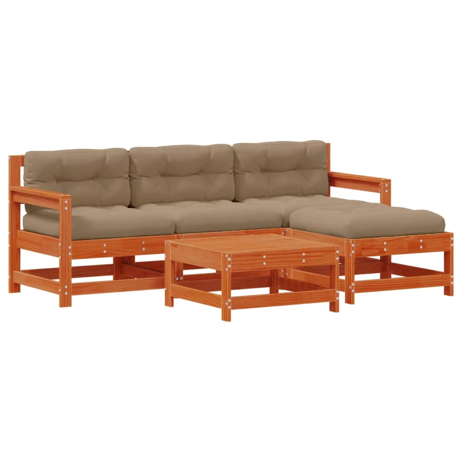 vidaXL Garten-Lounge-Set 5-Tlg Wachsbraun Massives Kiefernholz 3418131