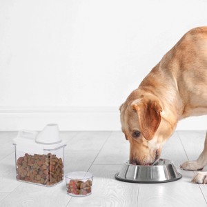 Relaxdays Futter Aufbewahrungsbox Kunststoff Transparent Weiß Luftdicht 1,1 Liter 18 cm x 15 cm x 10 cm 250 g